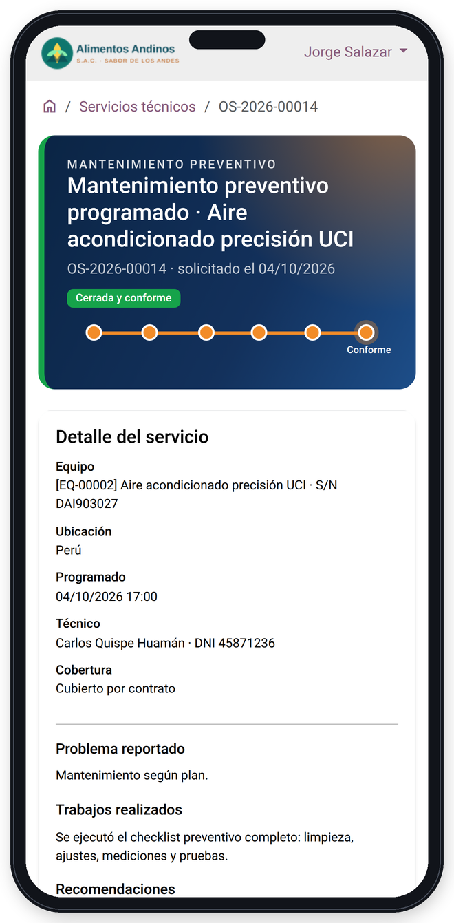 Portal del cliente en el celular